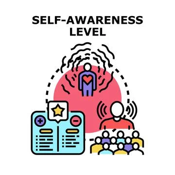 Self awareness level concept with feedback and public perception Stock Illustration
