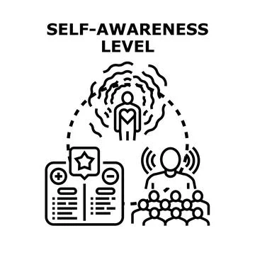 Self awareness level concept with feedback and public perception Stock Illustration