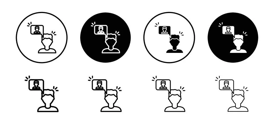 Self awareness vector icon set collection. Self awareness Outline flat Icon. Stock Illustration