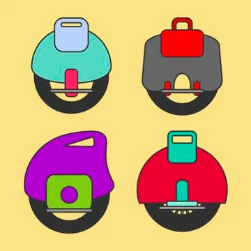 Self-Balancing Electric Unicycle vector icon Illustrazione stock