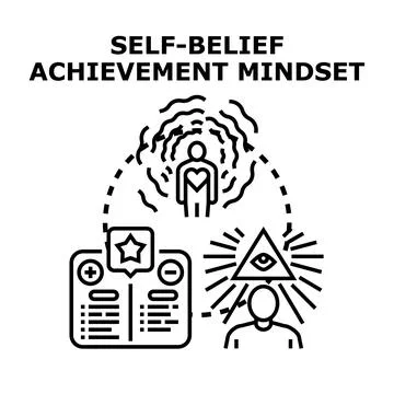 Self belief achievement mindset concept developing personal growth Stock Illustration