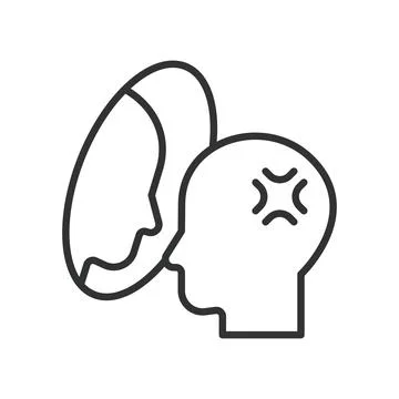 Self blame, icon in line design. Self blame, guilt, shame, regret, negative Stock Illustration