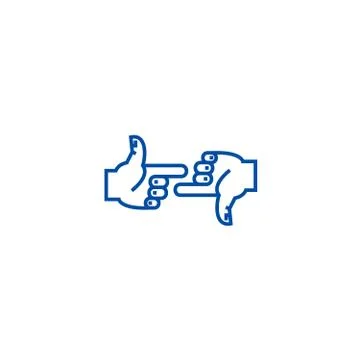 Self blame,hands pointer line icon concept. Self blame,hands pointer flat vector イラスト素材