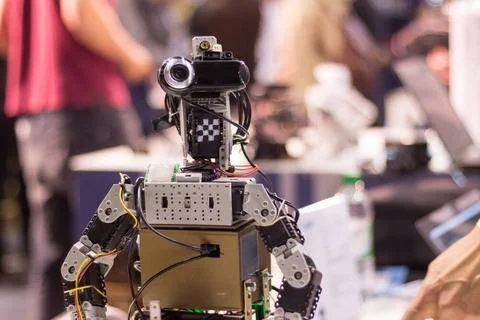 Self-build autonomous robot with webcam, artificial intelligence Android w... Stock Photos
