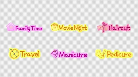 Self care and leisure activities doodle stickers animation pack Stock Footage 334656870