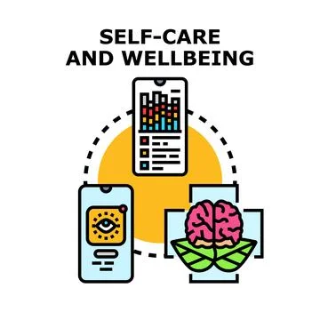 Self care and wellbeing concept with digital monitoring Stock Illustration