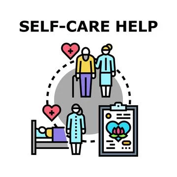 Self care help concept for personal well being program Stock Illustration