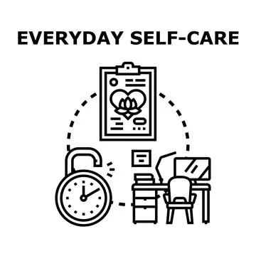 Self care plan and time management at work Stock Illustration