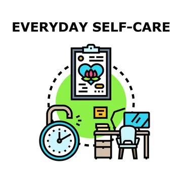 Self care plan and time management at work Stock Illustration