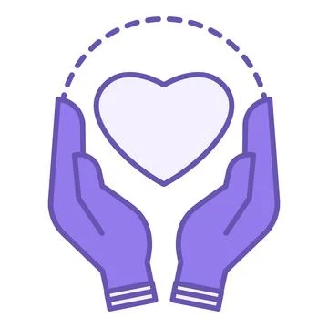 Self Care Routine Color Icon. Vector Icon of Heart in Human Hands. Spa Trea.. Stock Illustration