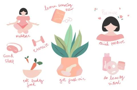 Self-care Set Clipart Stock Illustration