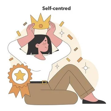 Self-centred trait illustrated within Big Five Personality framework. Flat Stock Illustration