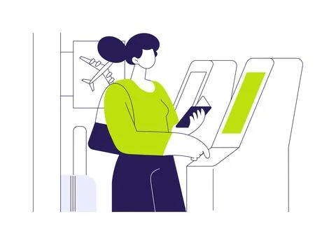 Self-check-in abstract concept vector illustration. Stock Illustration