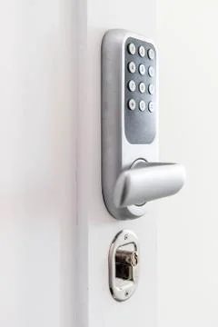 Self check in door with numeric code to the hotel Foto stock