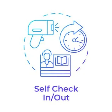 Self check in or out blue gradient concept icon Stock Illustration
