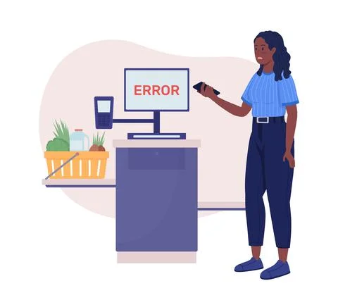 Self check out error 2D vector isolated illustration Stock Illustration