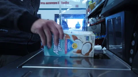 Self Check Out Scanning Items - Grocery Store Stock Footage 149902582