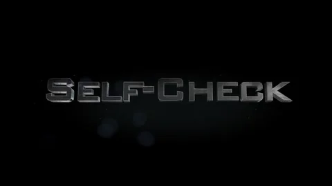 Self Check title 3D metal text on black alpha channel background Stock Footage 301266250