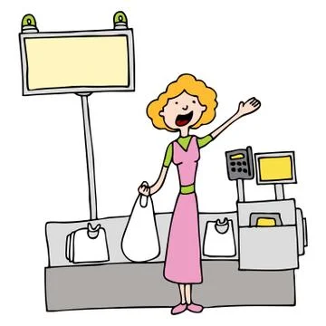 Self checkout grocery store register Stock Illustration