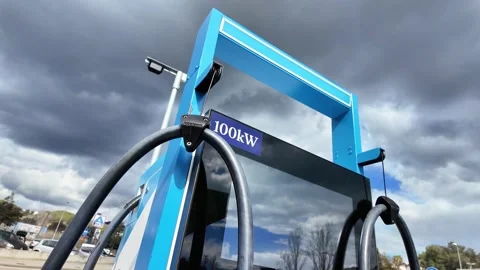 Self cleaning point with large vacuum cleaner for cars, 4K Stock Footage 271131786