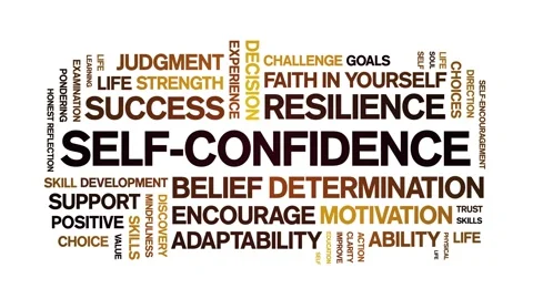 Self-Confidence animated word cloud,animation kinetic typography seamless loop. Stock Footage 325660621