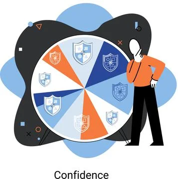 Self confidence concept. Person has private conversation metaphor. Brave Stock Illustration
