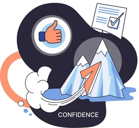 Self confidence concept. Person has private conversation metaphor. Brave Stock Illustration