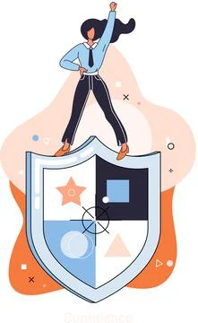 Self confidence concept. Person has private conversation metaphor. Brave Stock Illustration