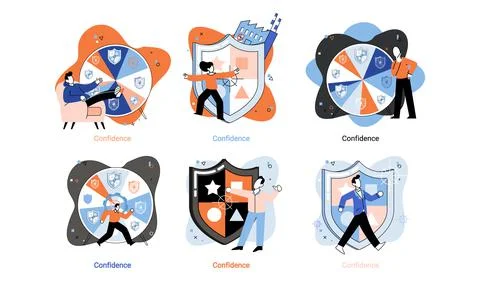 Self confidence concept. Person has private conversation metaphor. Brave Stock Illustration