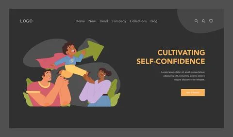 Self confidence growth concept. Flat vector illustration. Stock Illustration