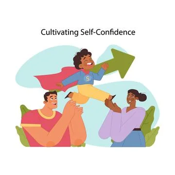 Self confidence growth concept. Flat vector illustration. Stock Illustration