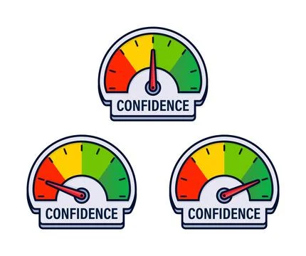 Self Confidence Level Indicators Vector Illustration with Motivational Progress Illustrazione stock