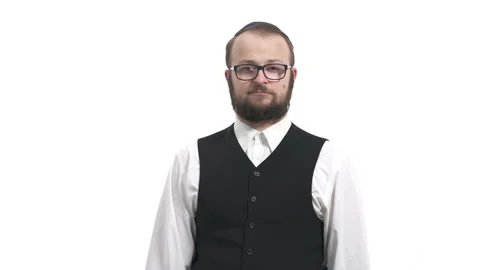 Self-confident man points with fingers at himself, cannot believe his luck. Stock Footage 130183253