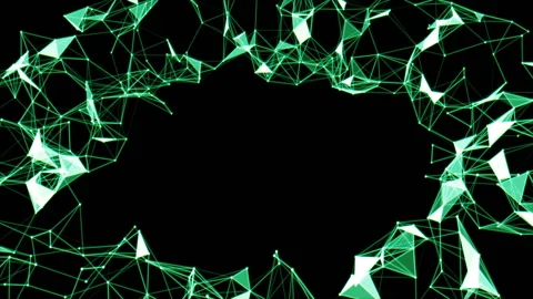 Self-connecting elements. Green holographic background. Abstract technology Stock Footage 96644651