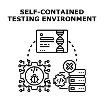 Self contained testing environment developing software program concept Stock Illustration