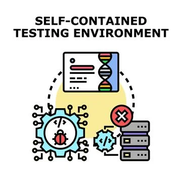 Self contained testing environment developing software program concept Stock-Illustration