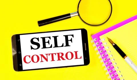 Self-control. Text message on the smartphone screen. Stock Photos