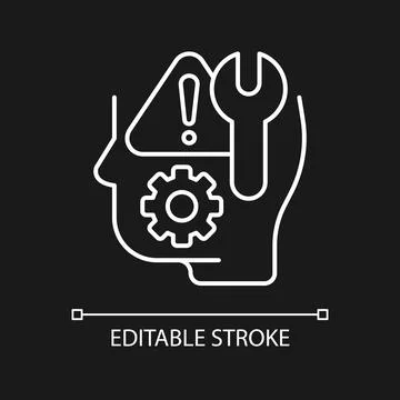 Self correction white linear icon for dark theme Illustrazione stock