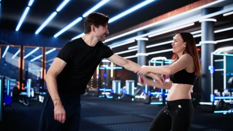 Self Defense Class With Personal Trainer Stock Footage 303668527