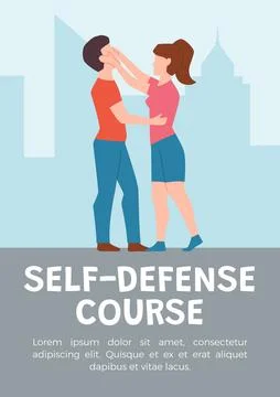 Self-defense course poster or web banner template, flat vector illustration. Stockillustratie