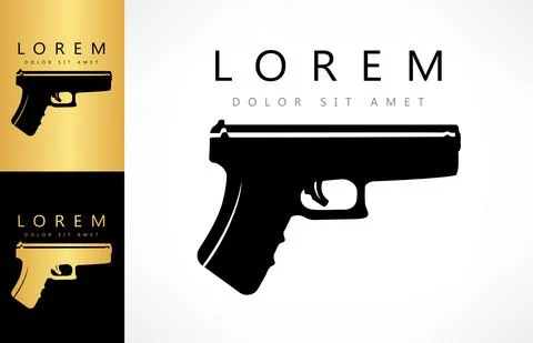 Self defense logo vector. Gun silhouette. Stock Illustration