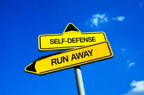 Self-defense vs Run Away Stock Photos