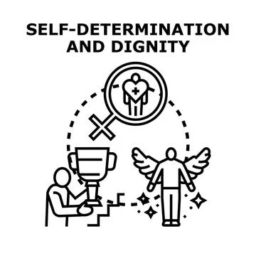 Self determination and dignity concept empowering individual freedom Illustrazione stock