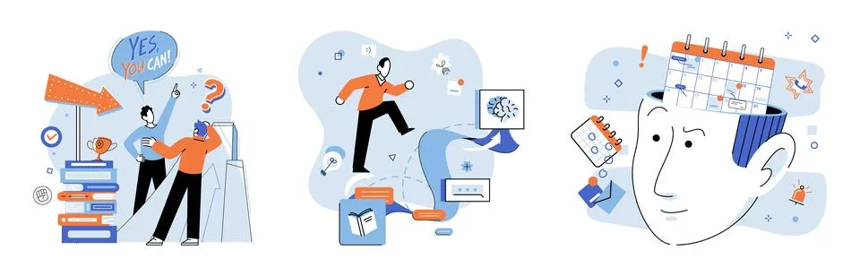 Self development. Achieving success in self development requires continuous Stock Illustration