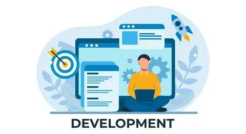 Self development and work in progress 库存插图