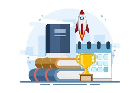 Self-development concept. Skills improvement. Self-study, online education. イラスト素材