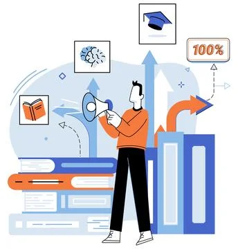 Self development. Feeling motivated is important for achieving self development Stock Illustration