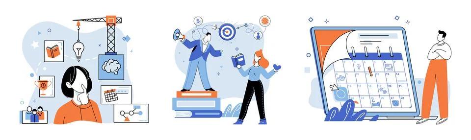 Self development. Increasing efficiency leads to greater self development Stock Illustration