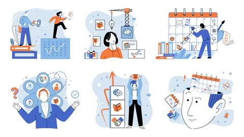 Self development. Increasing self awareness is crucial for improving efficiency 스톡 일러스트