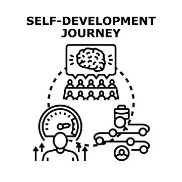 Self development journey progressing personal growth and career success Illustrazione stock